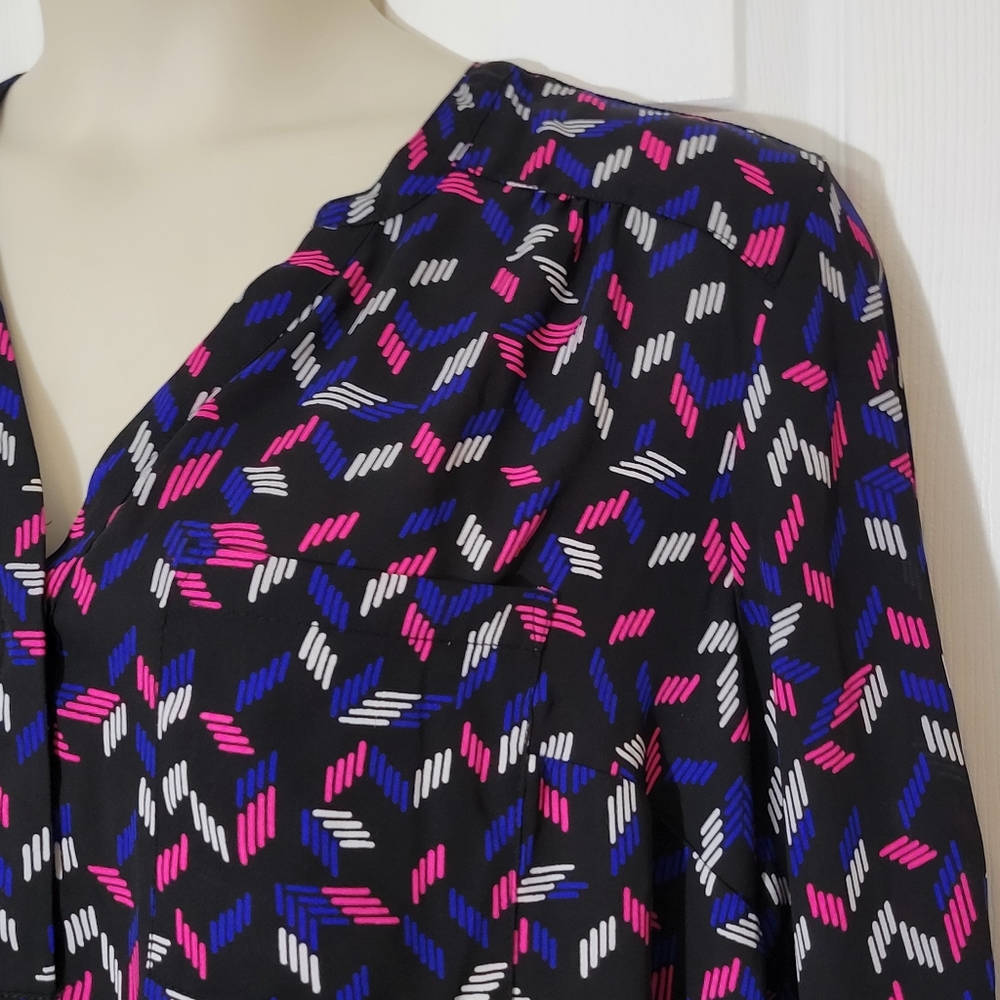 Torrid Black Print Harper 3/4 Sleeve Pullover Blouse Plus Size 1x - Picture 7 of 12